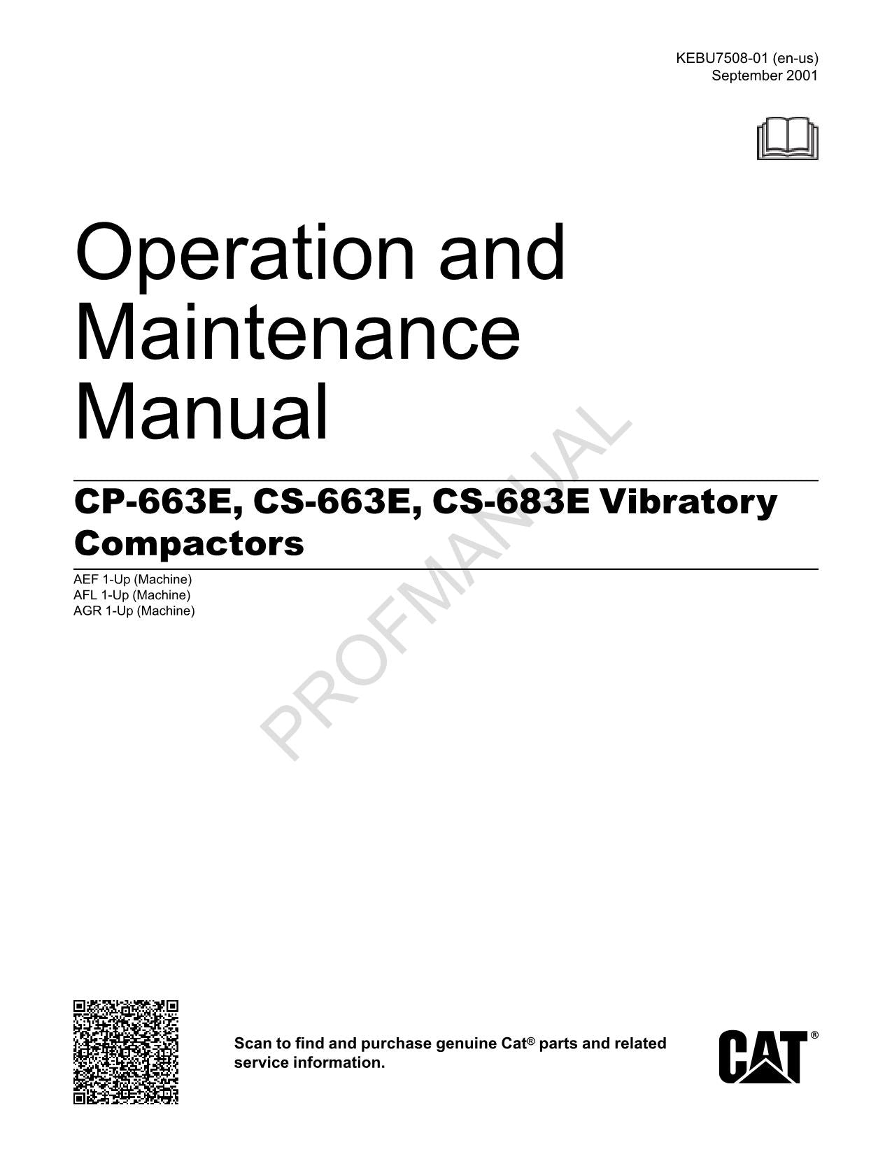 Manual del operador del compactador vibratorio Caterpillar CP 663E CS 663E CS 683E