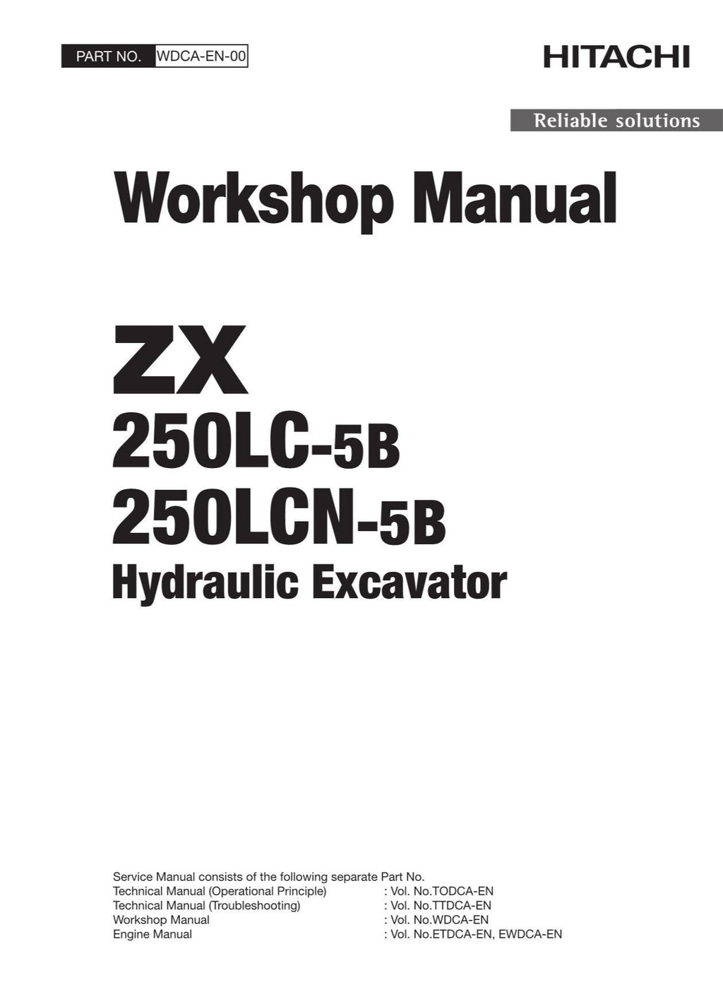 Hitachi ZX250LC-5B ZX250LCN-5B Excavator Workshop Service Repair manual