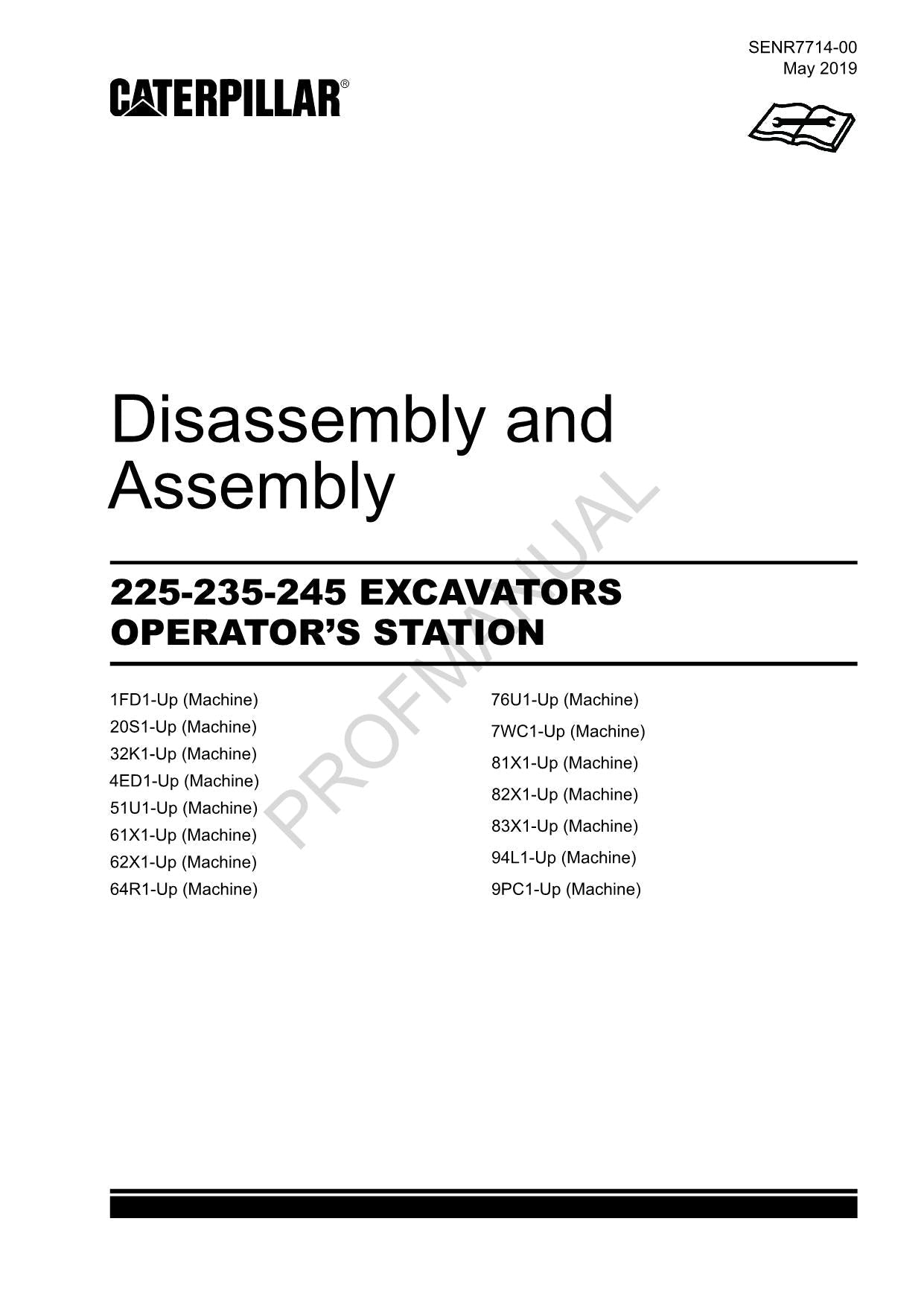 Manual de montaje y desmontaje de la estación del operador de la excavadora Caterpillar 225-235-245