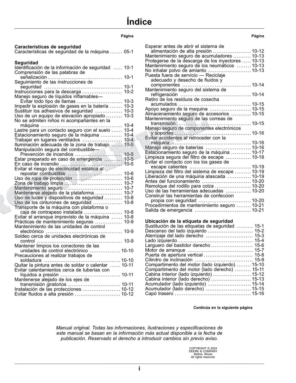 John Deere W235R W260R hileradora Manual del Operador Español SN -509999