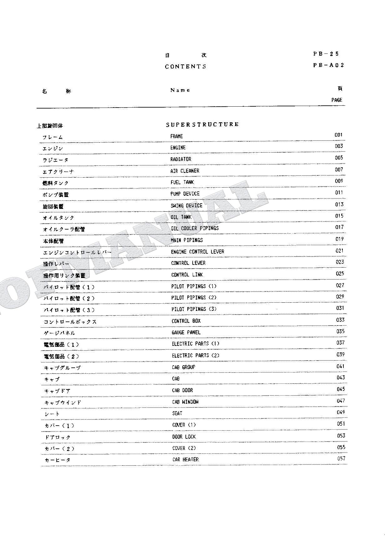 HITACHI EX60SR Excavator Parts Catalog Manual SN 00501-