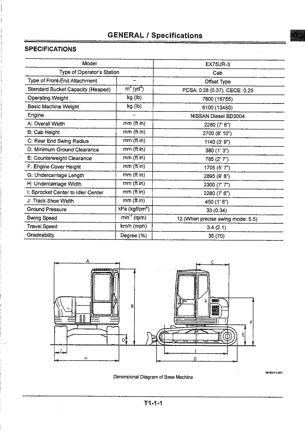 HITACHI EX75UR-3 Excavator Operational Principle Technical Manual
