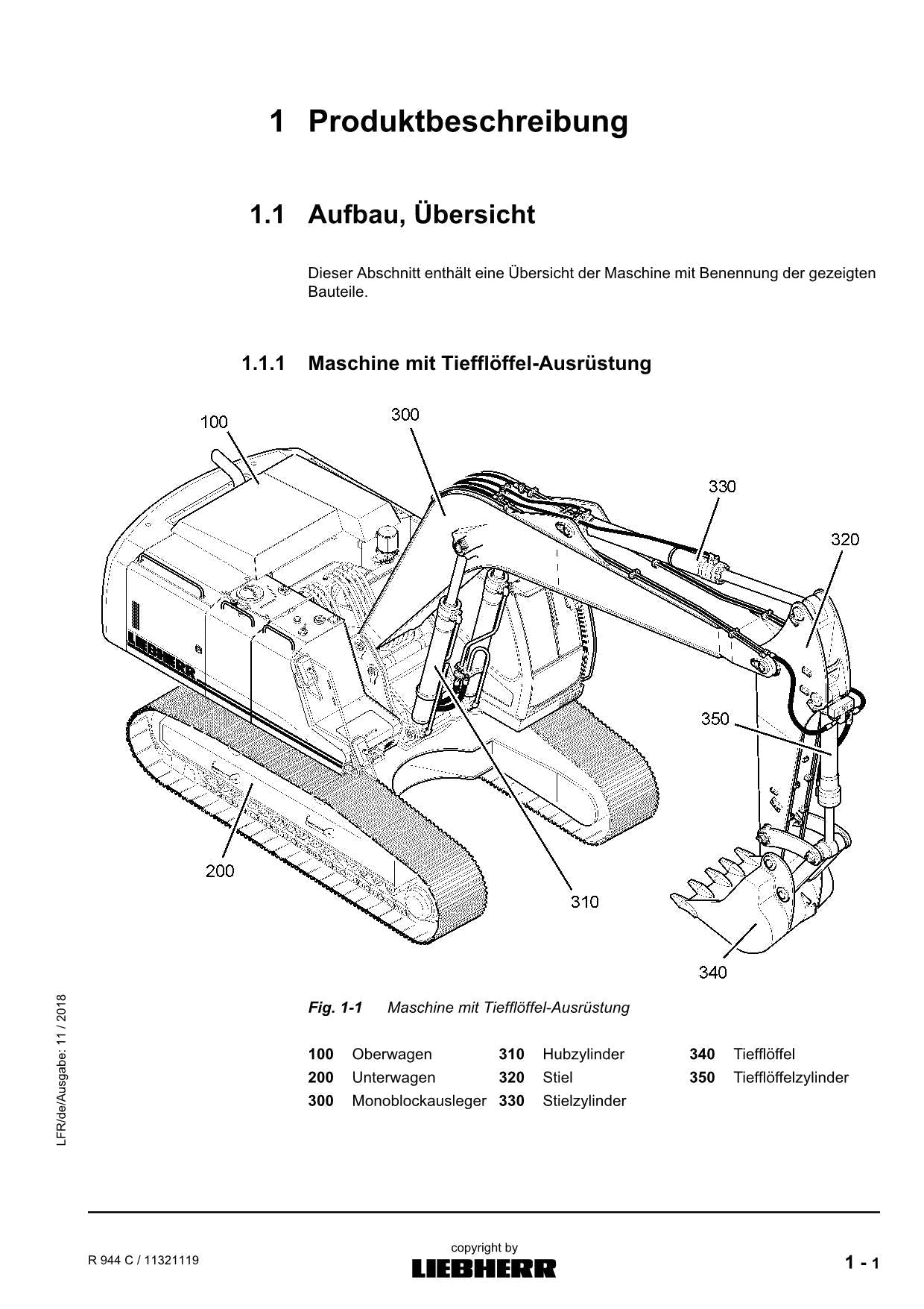 Liebherr R944 C Hydraulikbagger Betriebsanleitung ser 33772