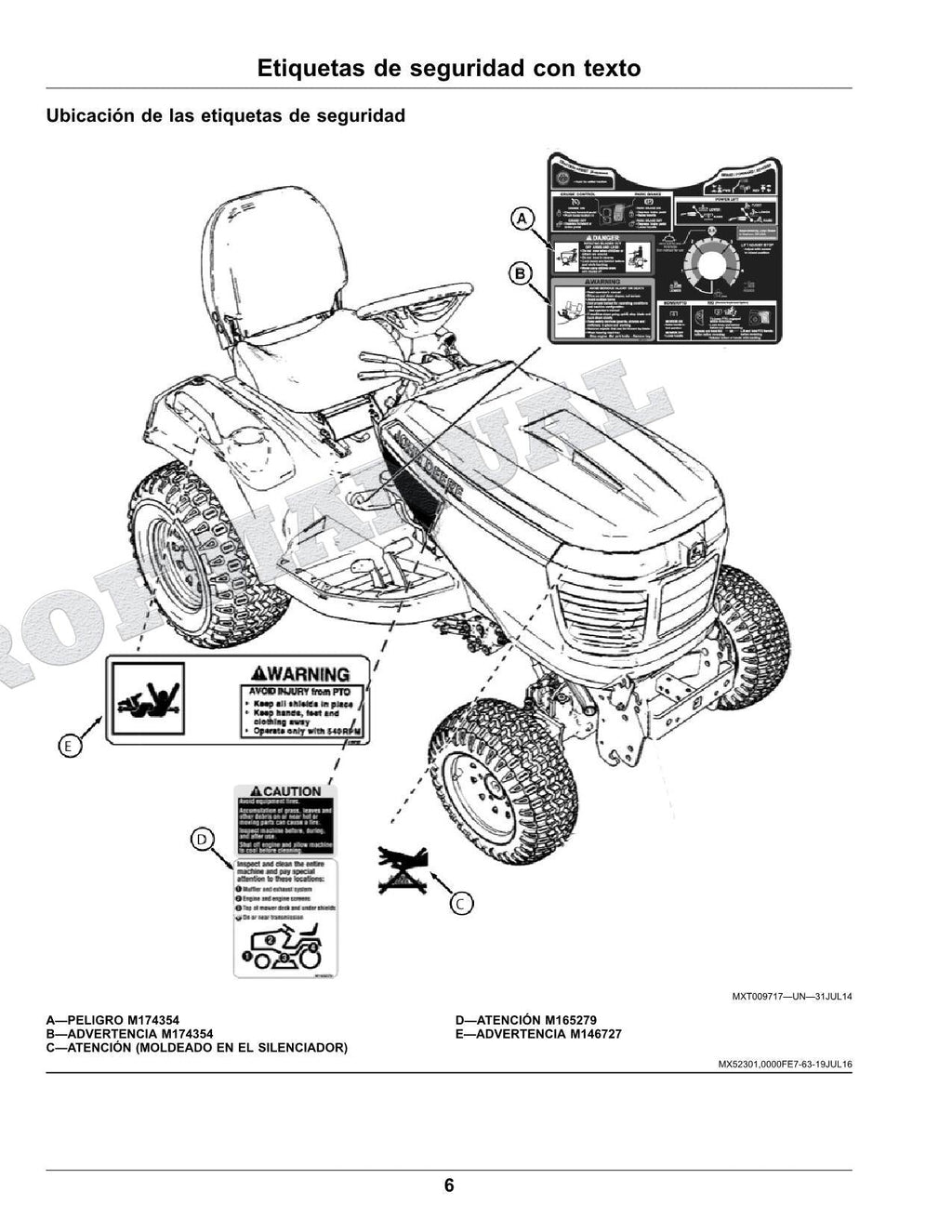 John Deere X750 X754 X758 Tractor Manual del Operador Español SN 060001-