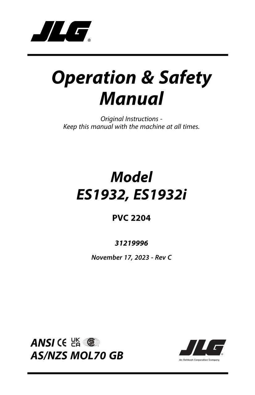 Manual del operador de mantenimiento y operación del elevador de tijera JLG ES1932 ES1932i 31219996