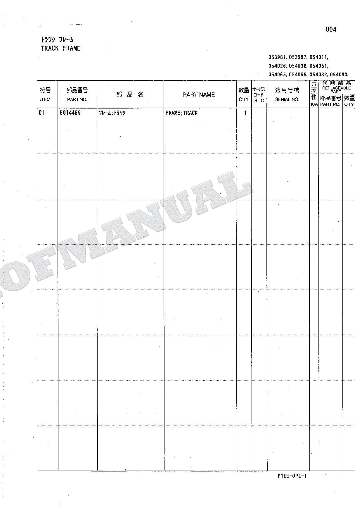 HITACHI EX120-5Z Special Specification Excavator Parts Catalog Manual