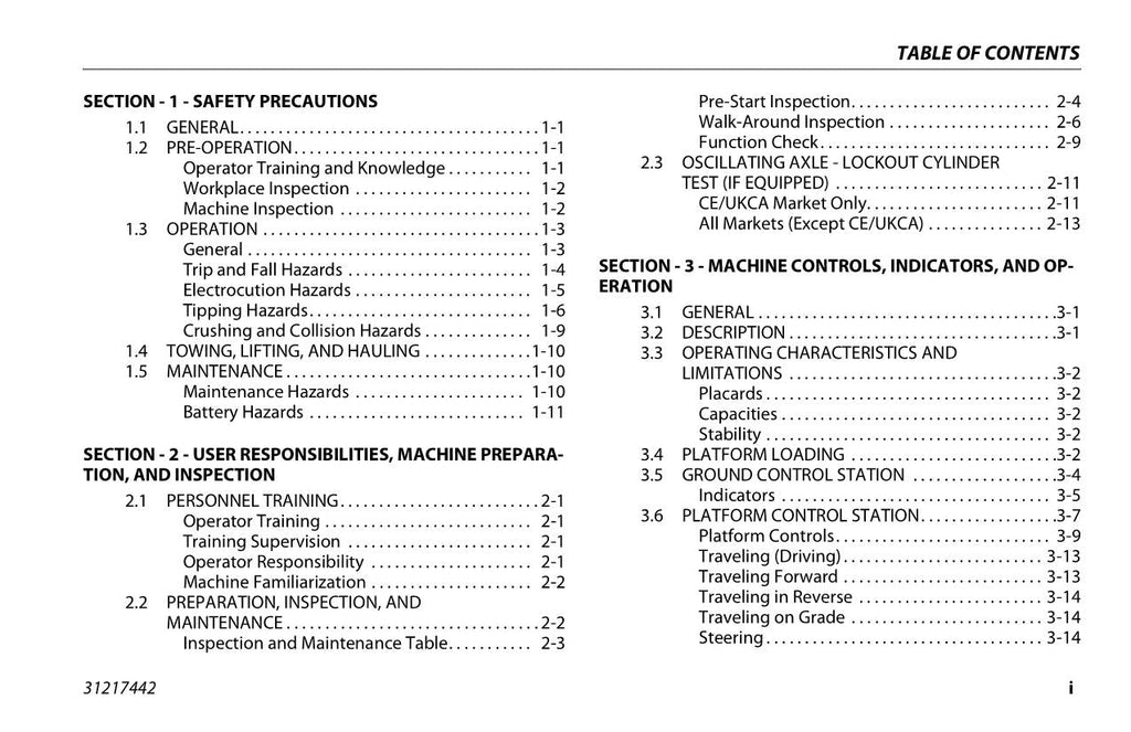 JLG RT3394 RT4394 Scissor Lift Maintenance Operation Operators Manual 31217442