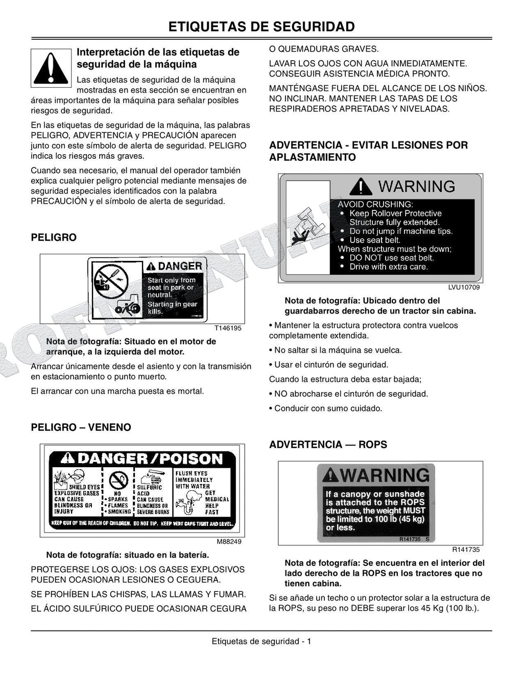 John Deere SN 4120 120101-610000 4320 130101-610000 Tractor Manual del Operador
