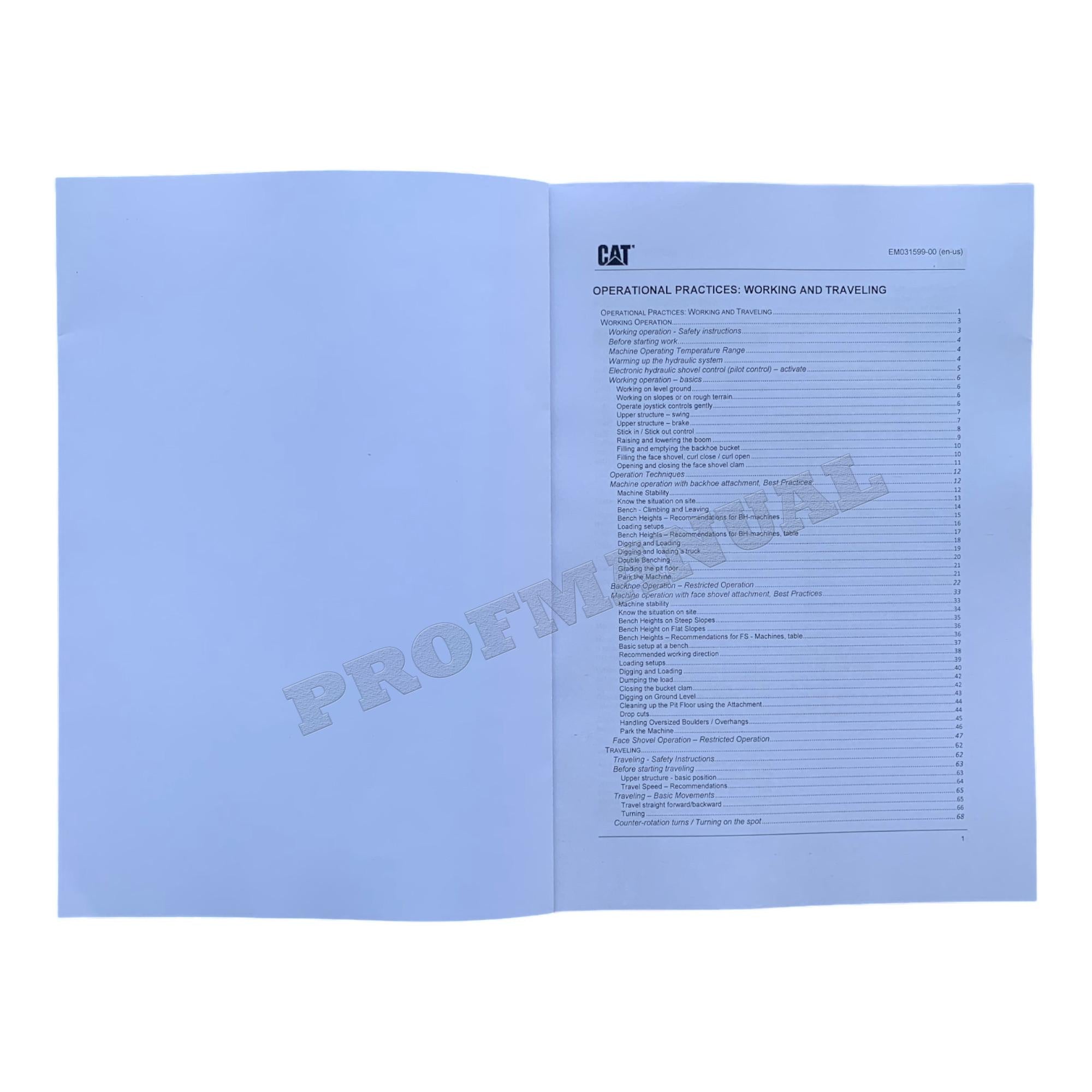 Caterpillar Cat Practice Work Travel 6030 6090 FS OPERATORS MAINTENANCE MANUAL