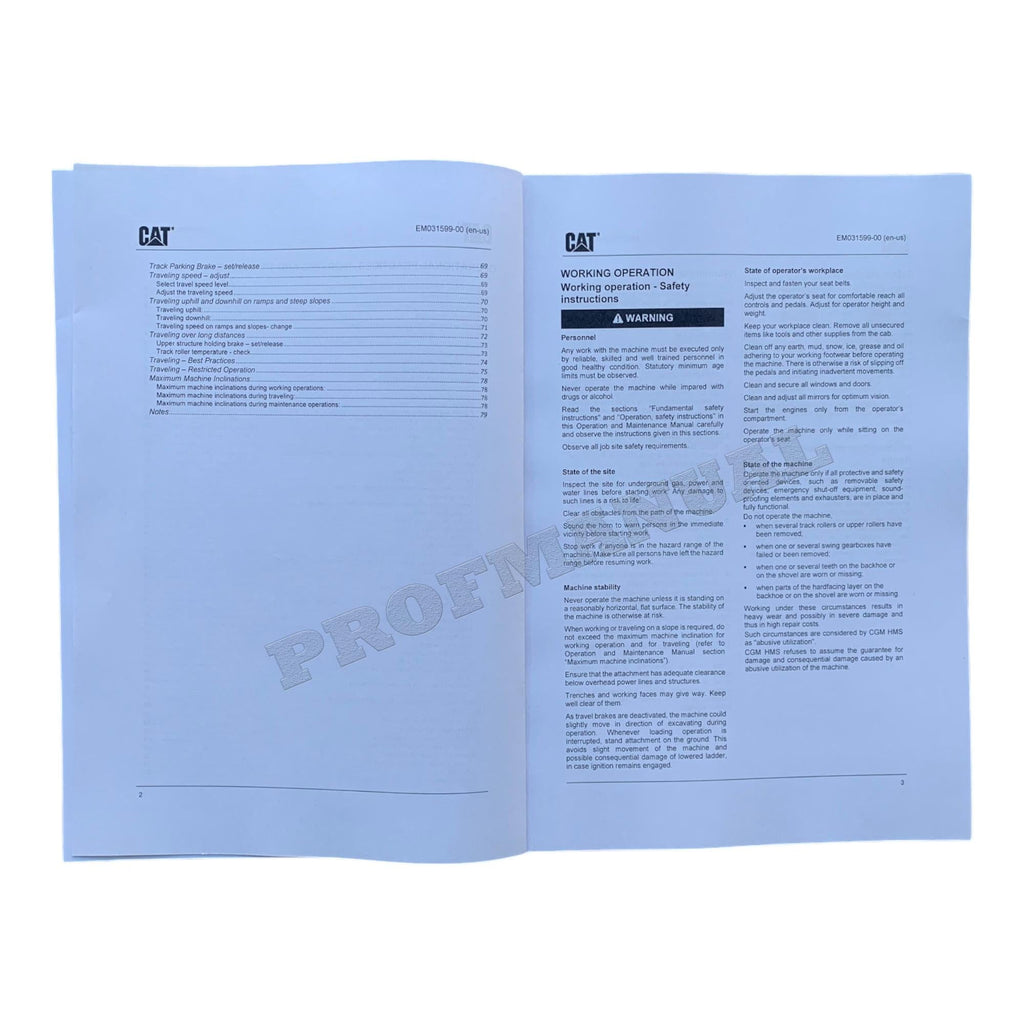Caterpillar Cat Practice Work Travel 6030 6090 FS OPERATORS MAINTENANCE MANUAL