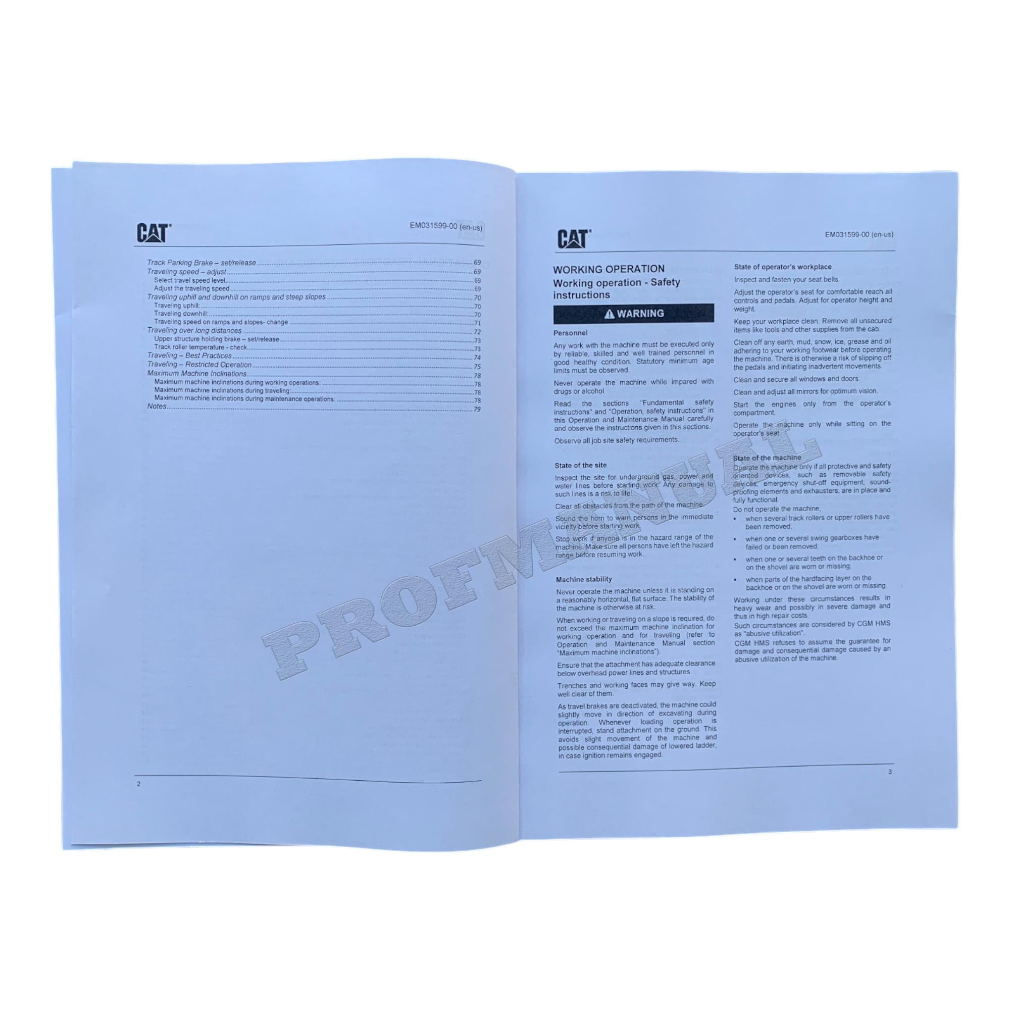 Caterpillar Cat Practice Work Travel 6030 6090 FS OPERATORS MAINTENANCE MANUAL