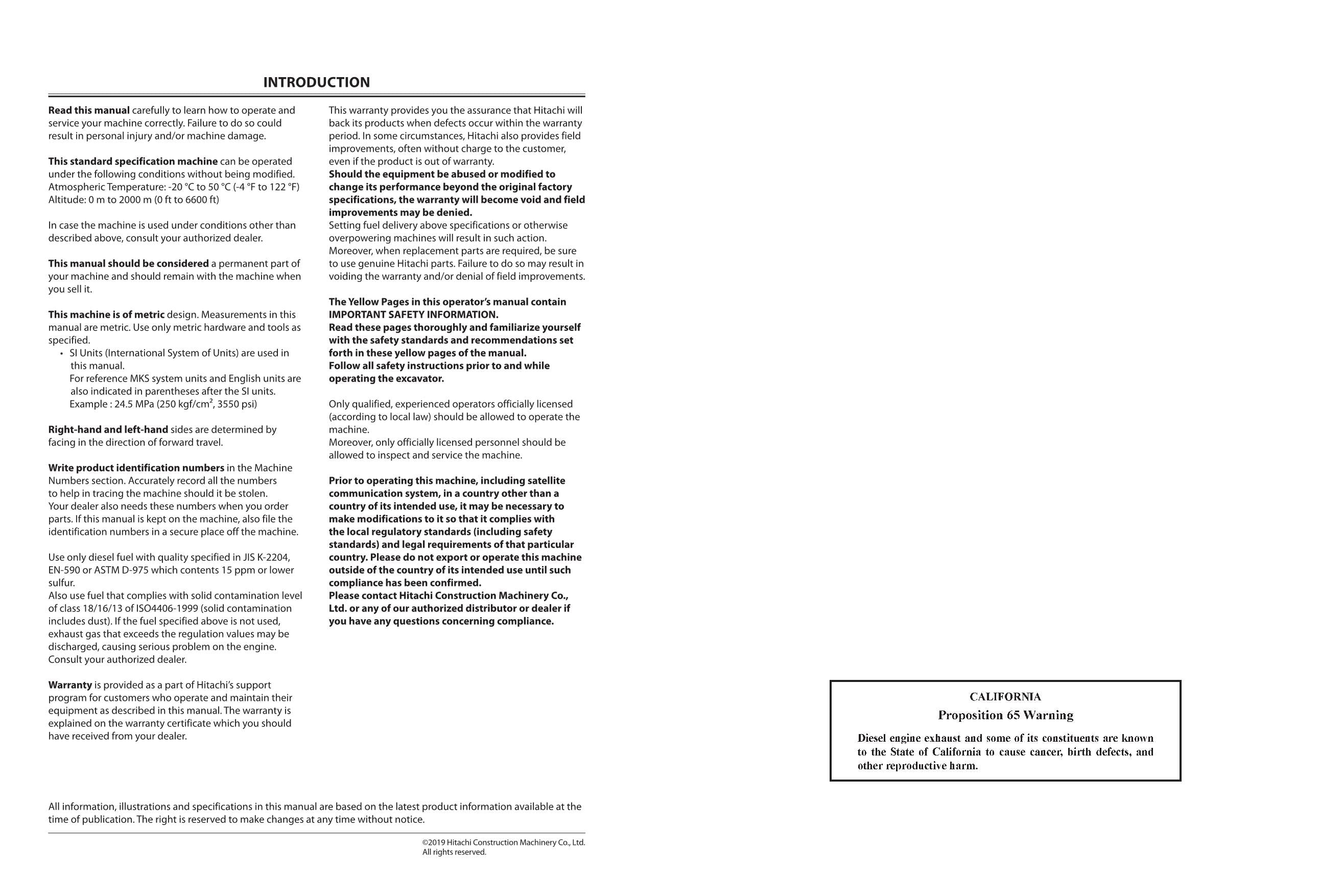 HITACHI EX1200-6 HYDRAULIC EXCAVATOR OPERATORS MANUAL