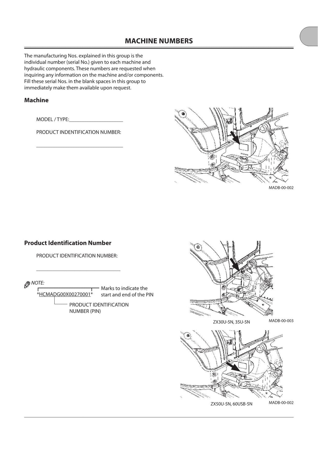 HITACHI 30U-5N 35U-5N 50U-5N 60USB-5N EXCAVATOR OPERATORS MANUAL