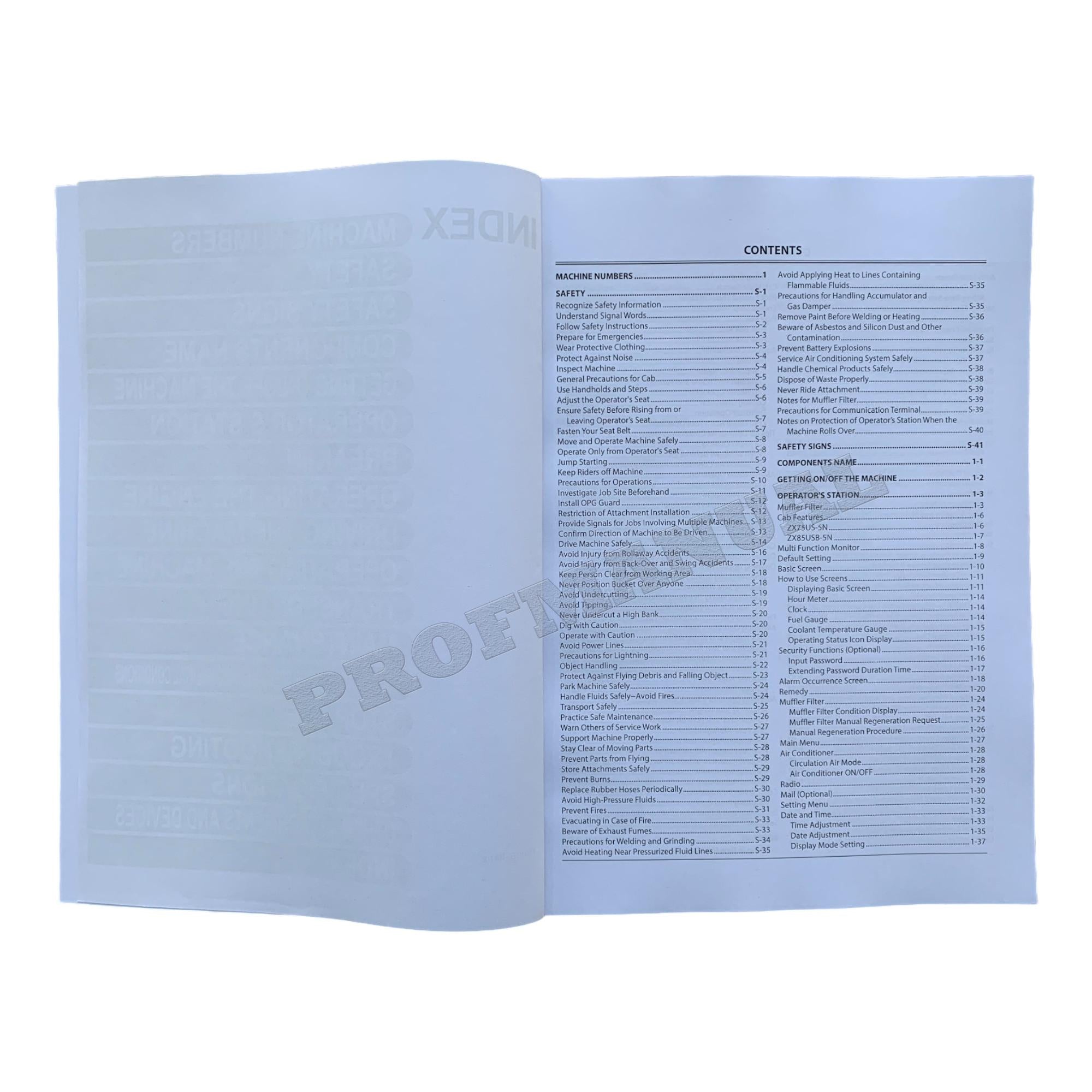 HITACHI 75US-5N 85USB-5N HYDRAULIC EXCAVATOR OPERATORS MANUAL