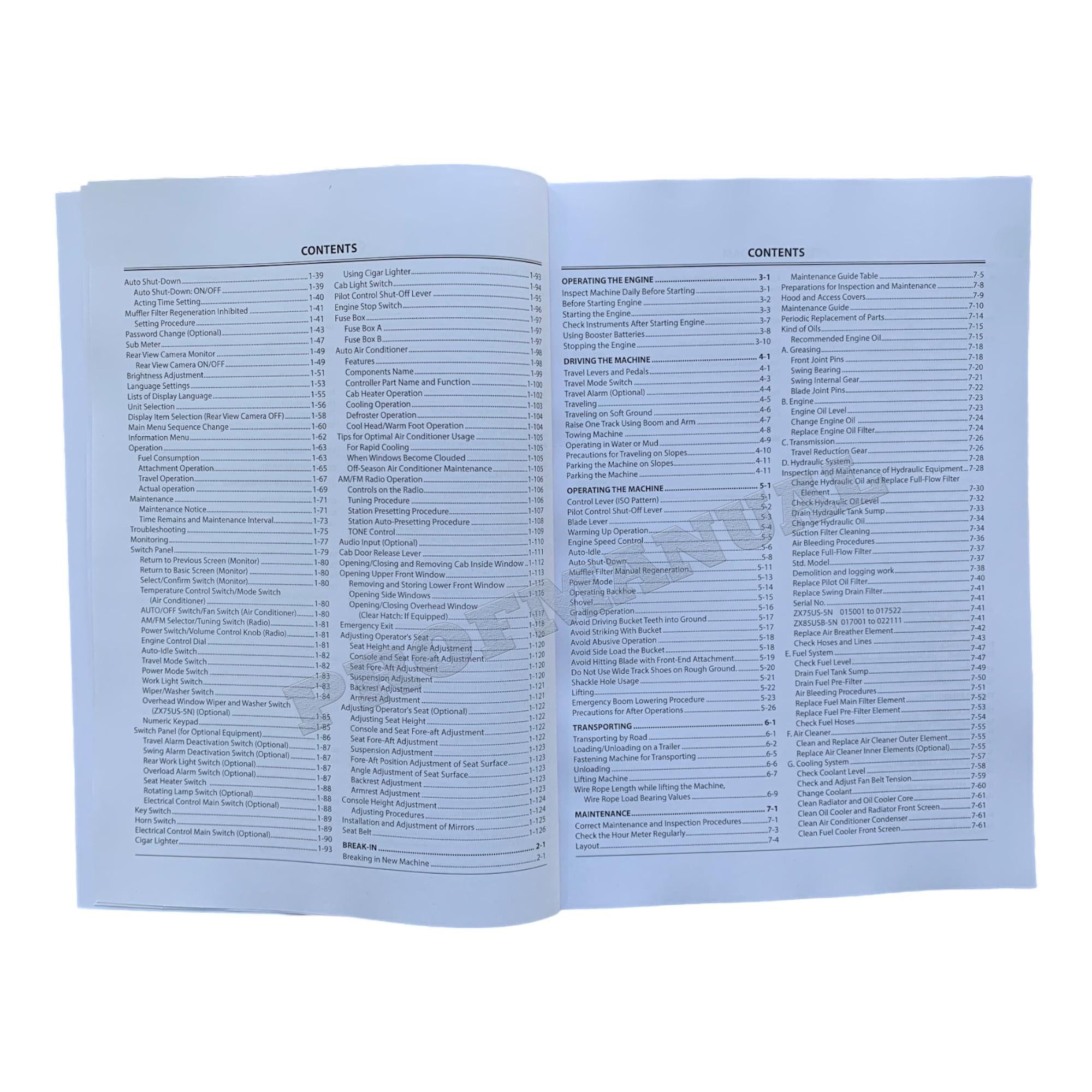 HITACHI 75US-5N 85USB-5N HYDRAULIC EXCAVATOR OPERATORS MANUAL