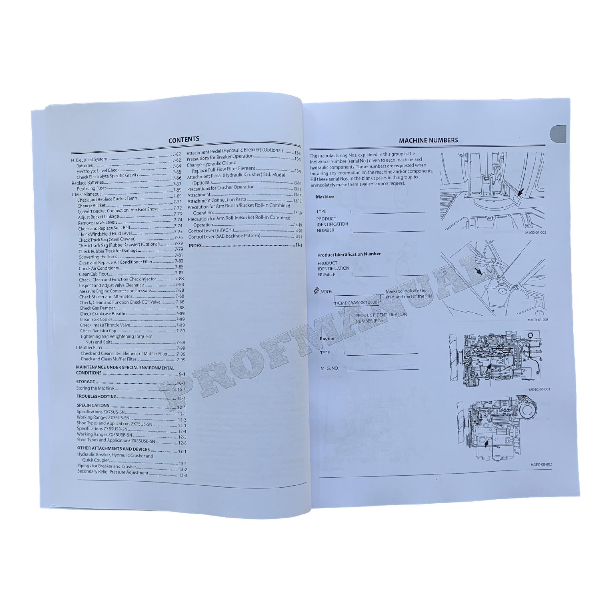 HITACHI 75US-5N 85USB-5N HYDRAULIC EXCAVATOR OPERATORS MANUAL