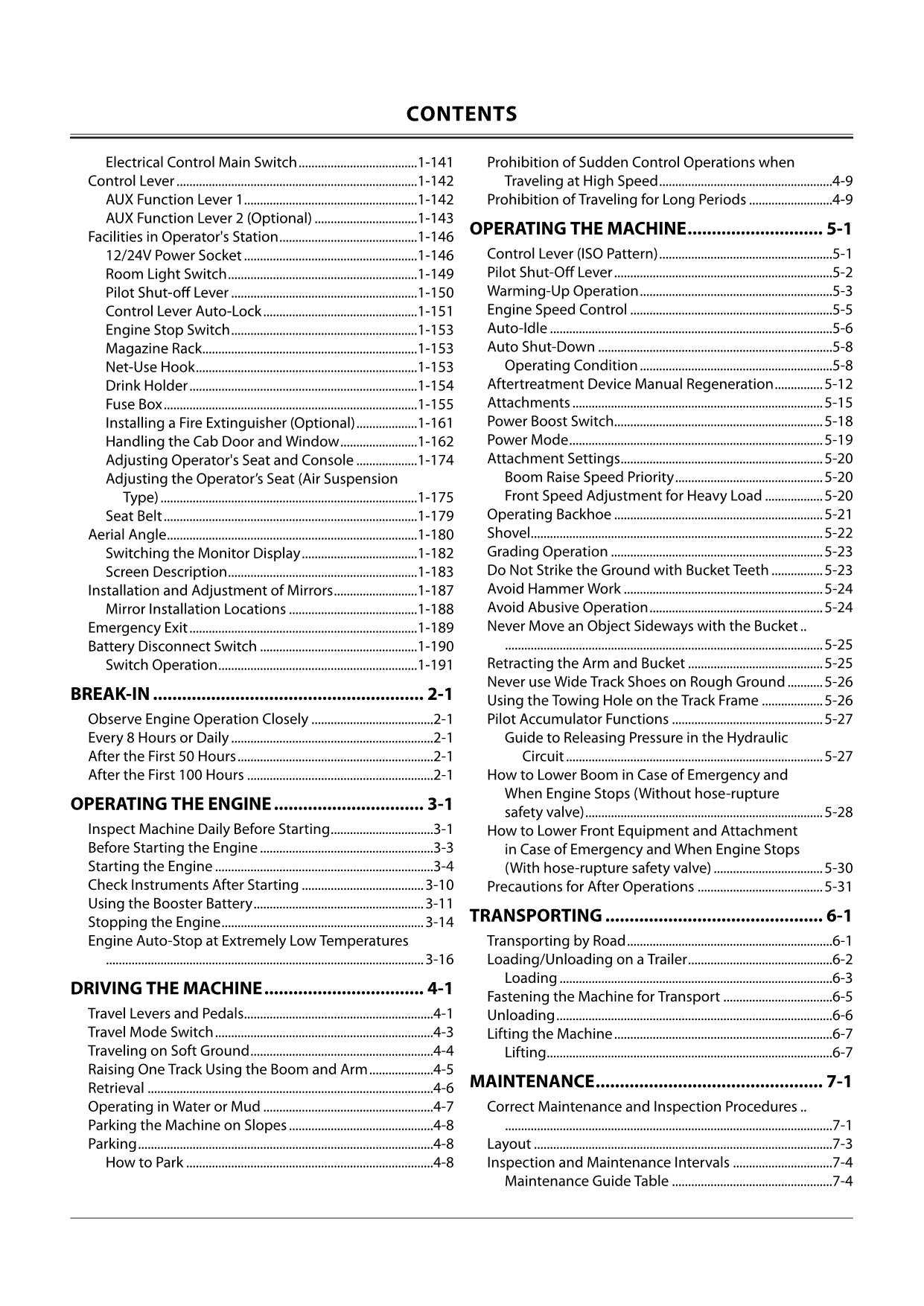 HITACHI 330-7 130LCN-7 160LC-7 180LC-7 180LCN-7 EXCAVATOR OPERATORS MANUAL