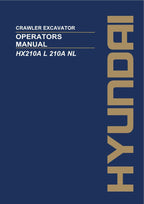 Hyundai HX210A L 210A NL CRAWLER EXCAVATOR Operators Maintenance Manual