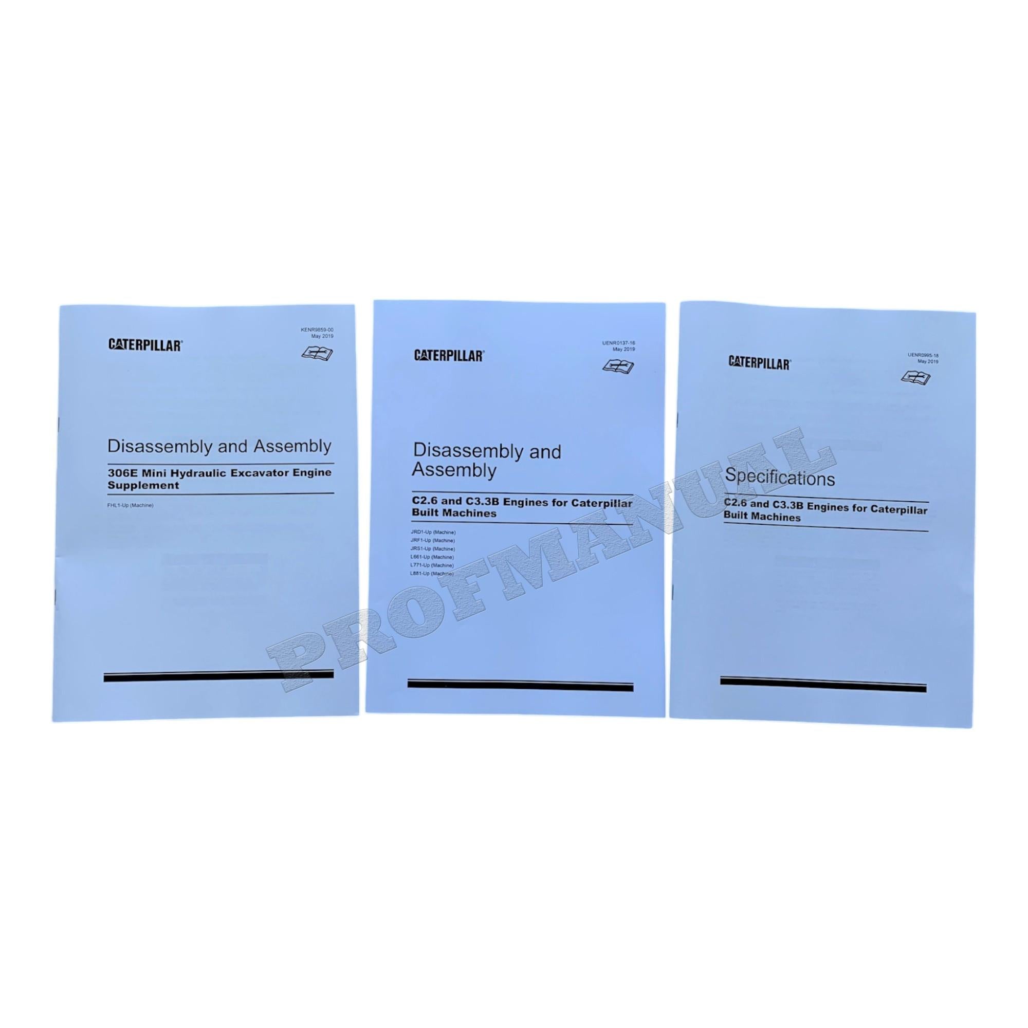 Caterpillar C2.6 C3.3B Engine Excavator Disassem Assem Test Adjust Full Service  Manual