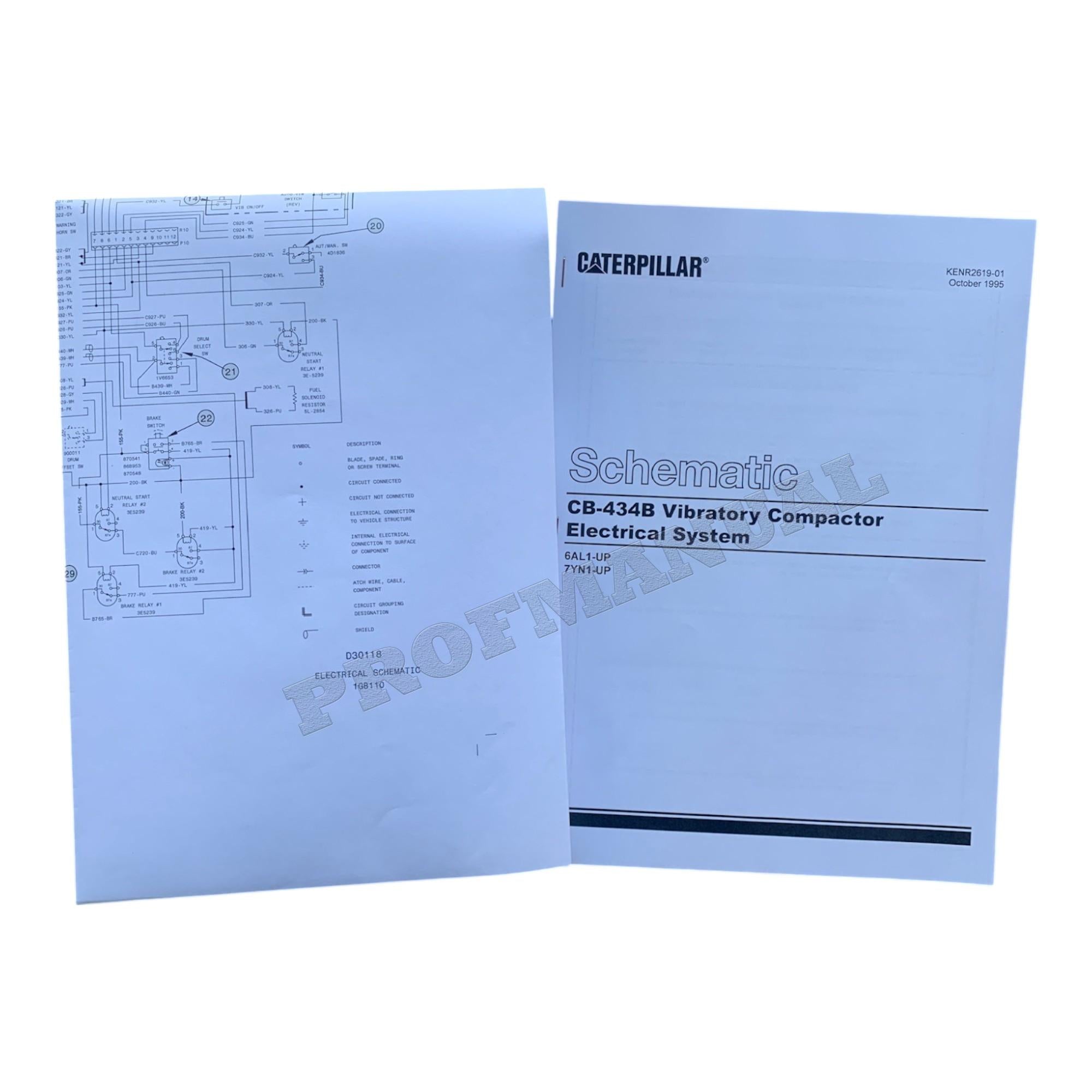 Manual de servicio del esquema eléctrico del compactador vibratorio Caterpillar CAT CB-434B