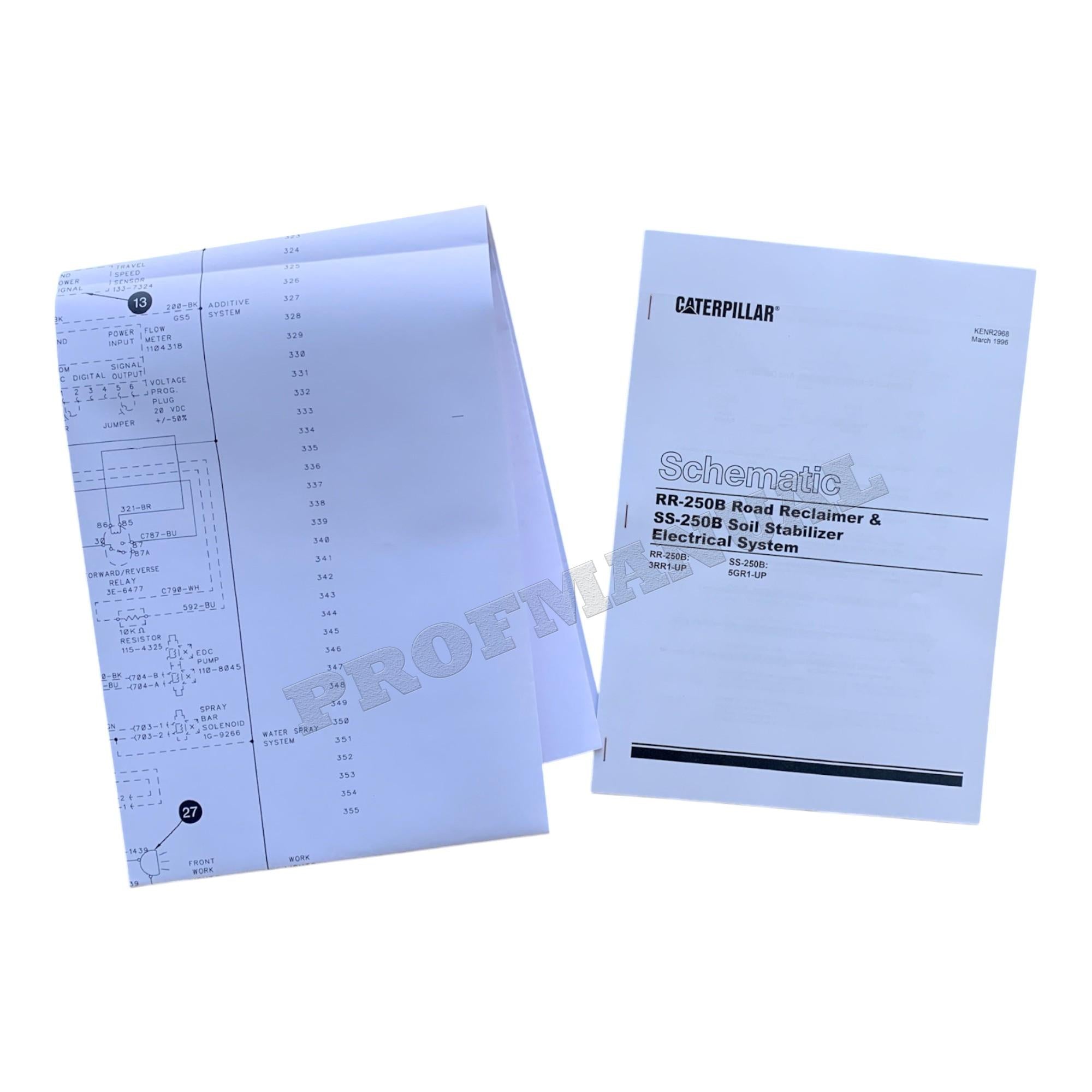 Caterpillar CAT SS-250B Soil Stabilizer Electrical Schematic Service Manual