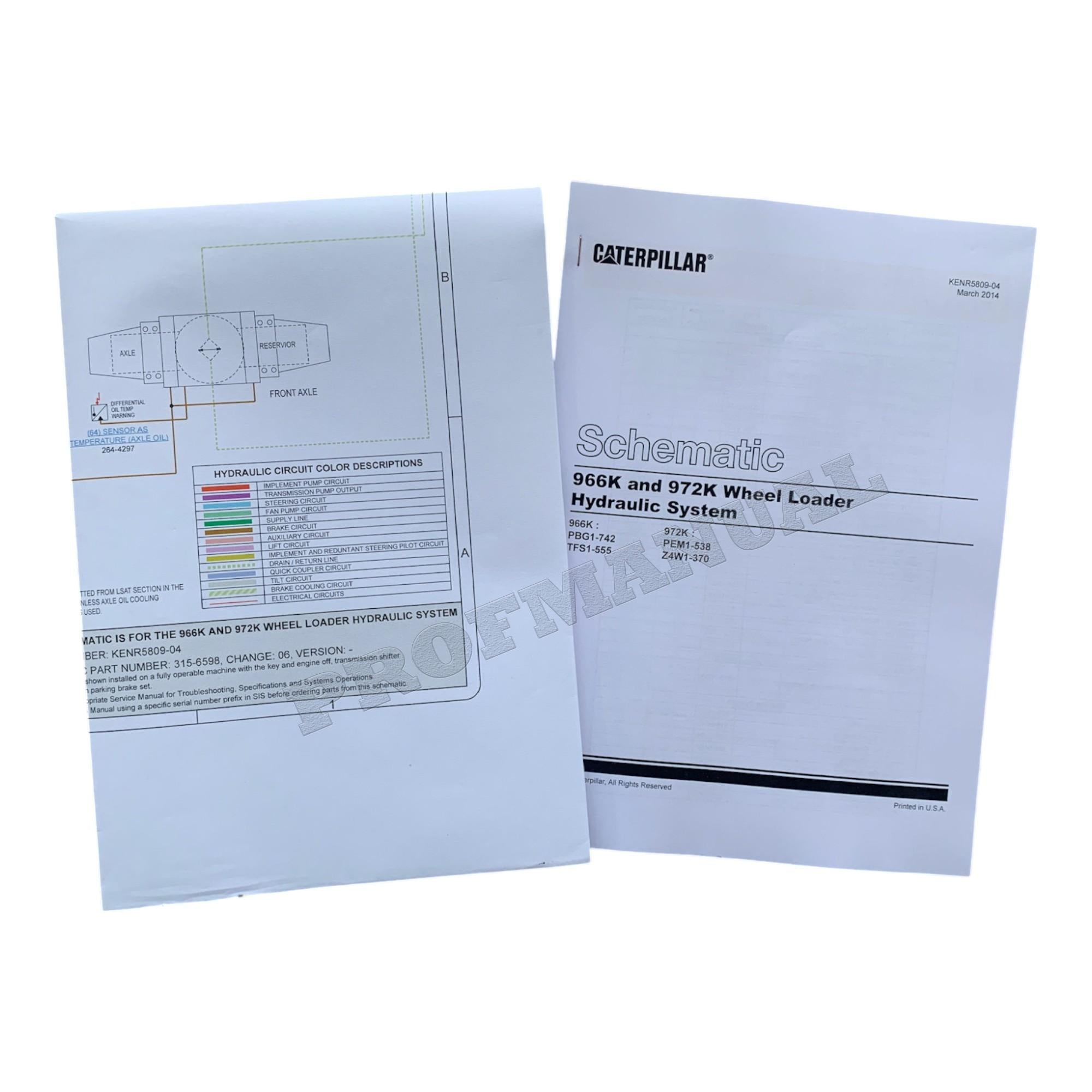 Manual de servicio esquemático del sistema hidráulico del cargador Caterpillar 966K 972K