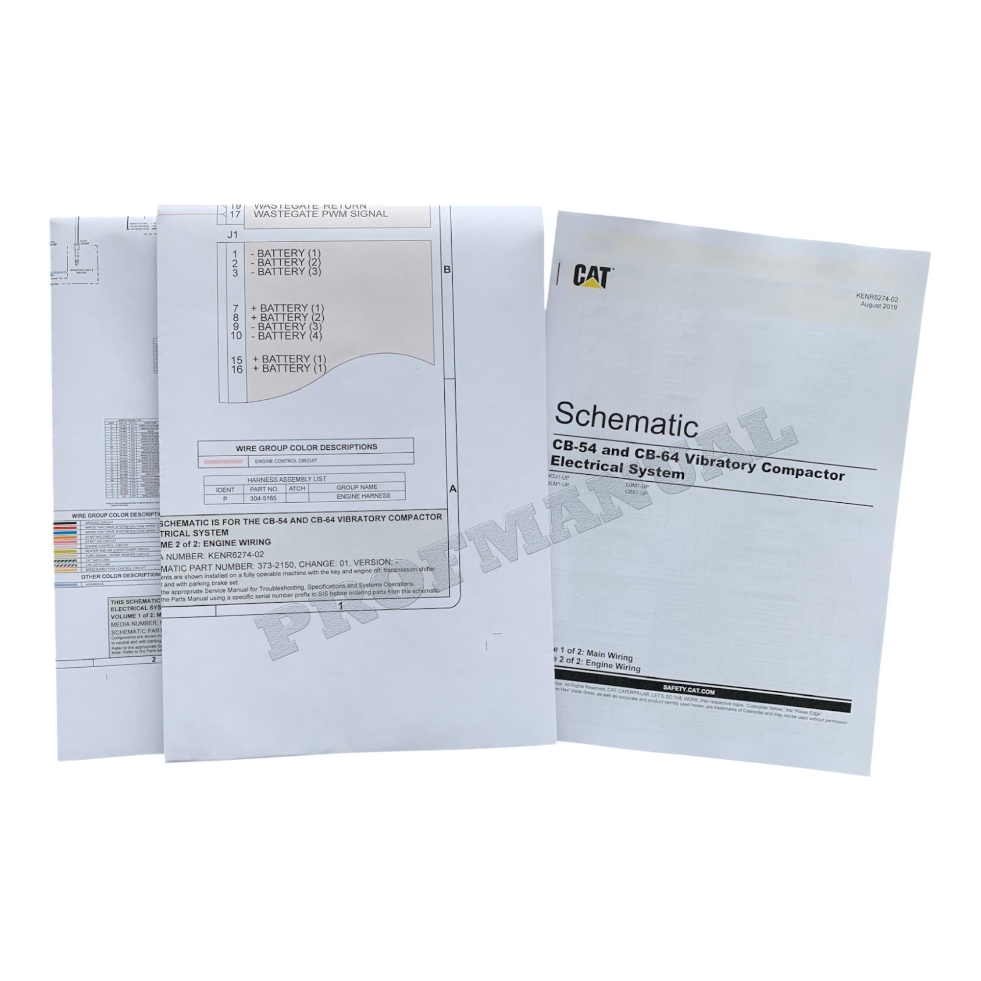 Manual de servicio del esquema eléctrico del compactador Caterpillar CAT CB-54 CB-64
