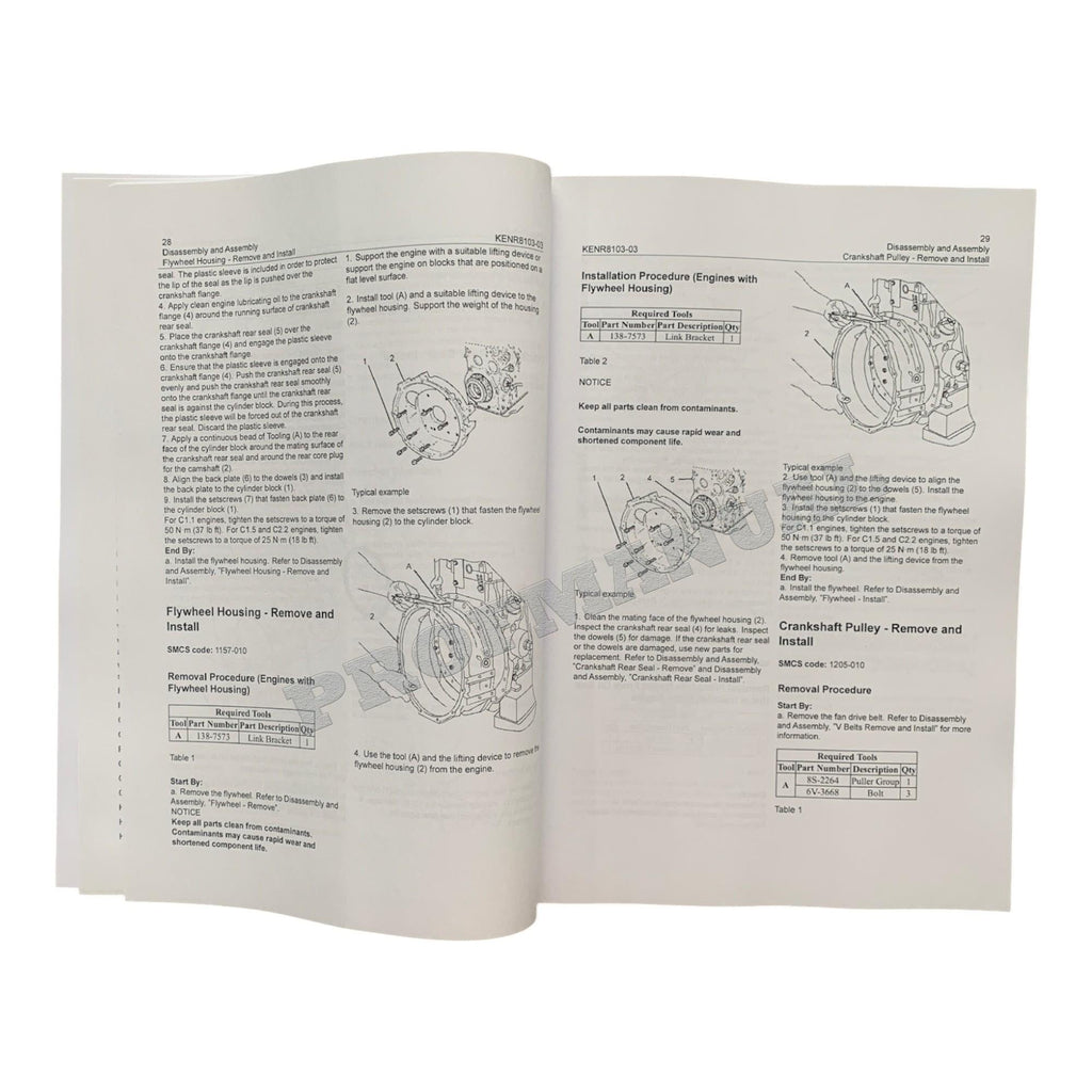 Caterpillar C1.1 C1.5 C2.2 Engine Disassembly Assembly Service Manual KENR8103