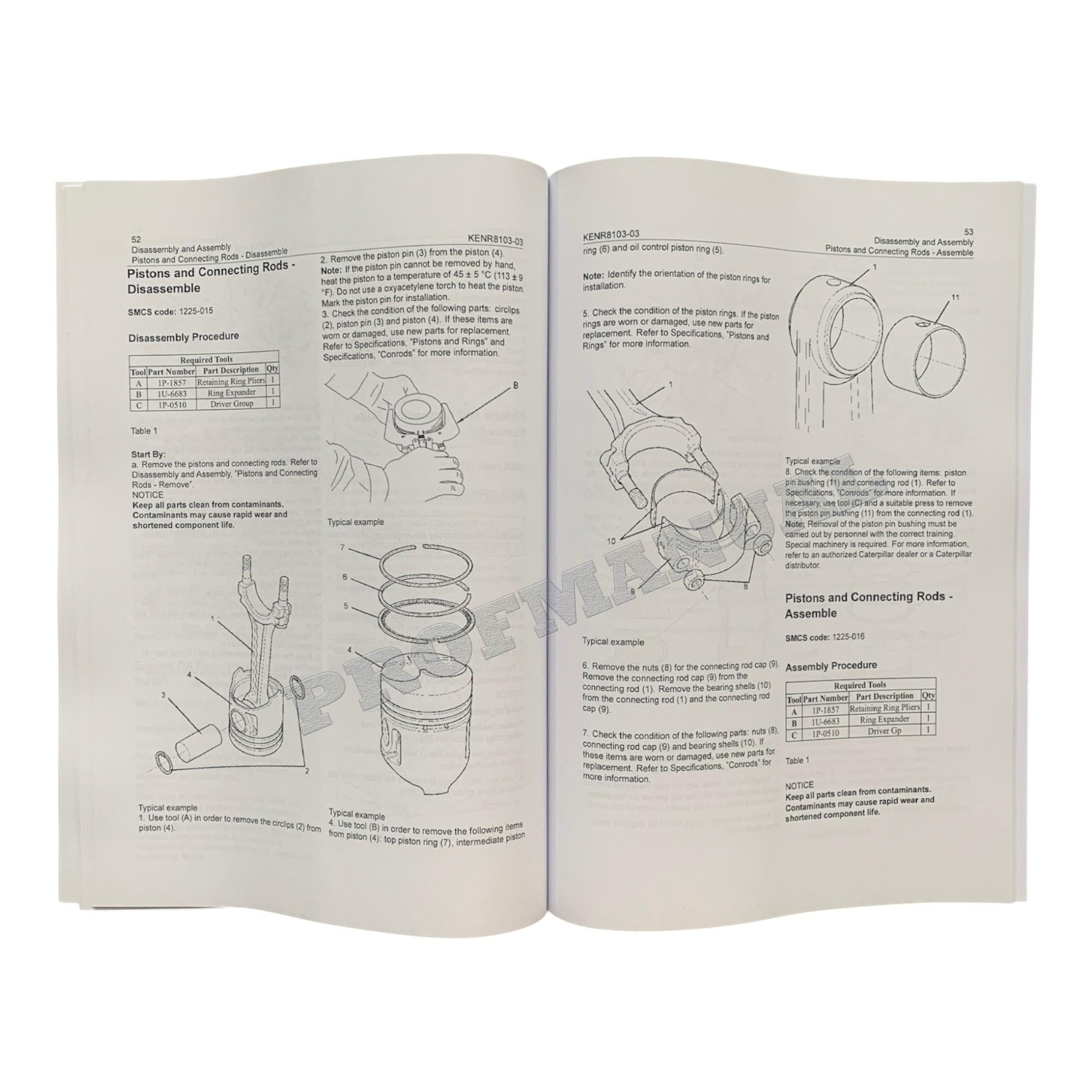 Caterpillar C1.1 C1.5 C2.2 Engine Disassembly Assembly Service Manual KENR8103