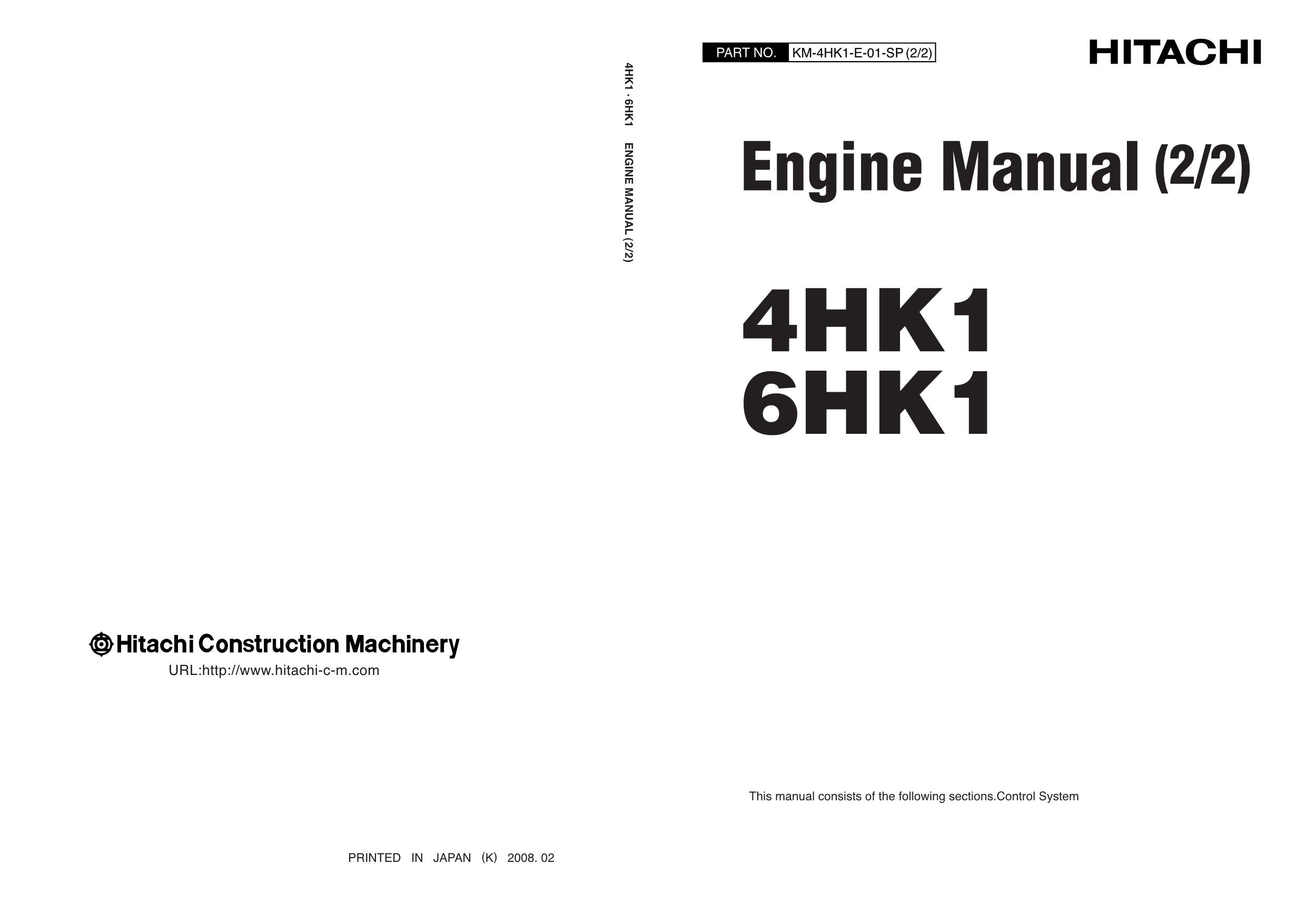 Hitachi 4HK1 6HK1 Wheel Loader Engine Manual SN For countries under EAR control