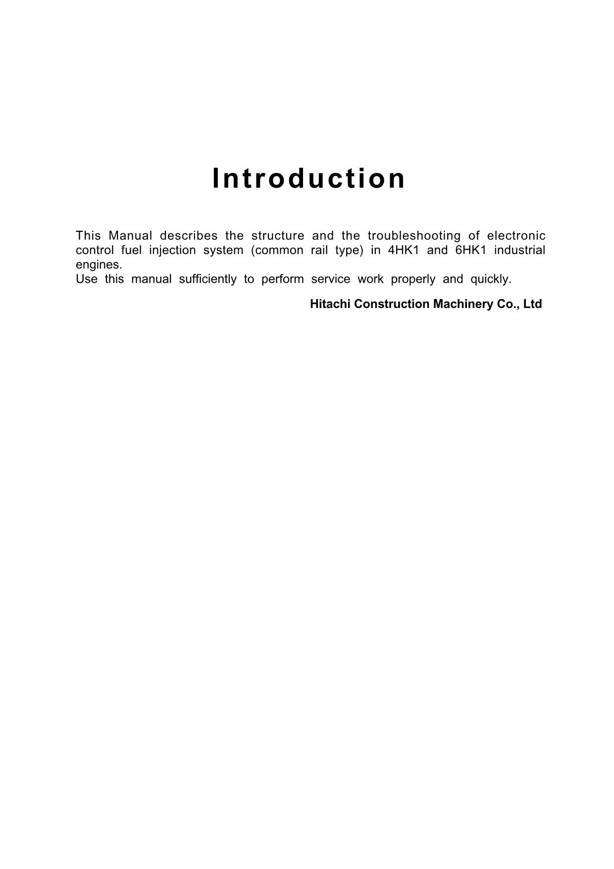 Hitachi 4HK1 6HK1 Wheel Loader Engine Manual SN For countries under EAR control