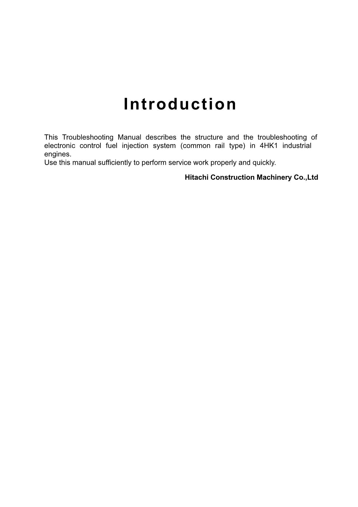 Hitachi 4HK1 6HK1 Wheel Loader Engine Manual