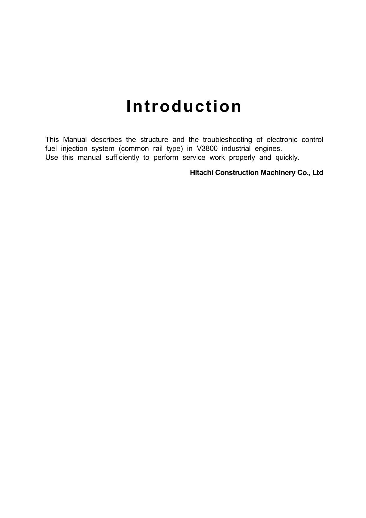 Hitachi V3800-E3B Wheel Loader Engine Manual