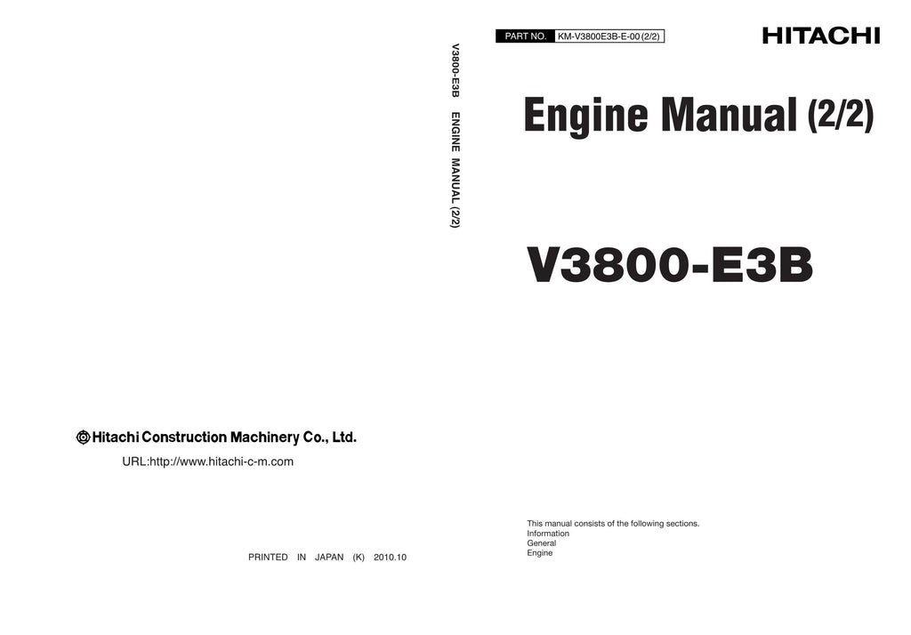 Hitachi V3800-E3B Wheel Loader Engine Manual