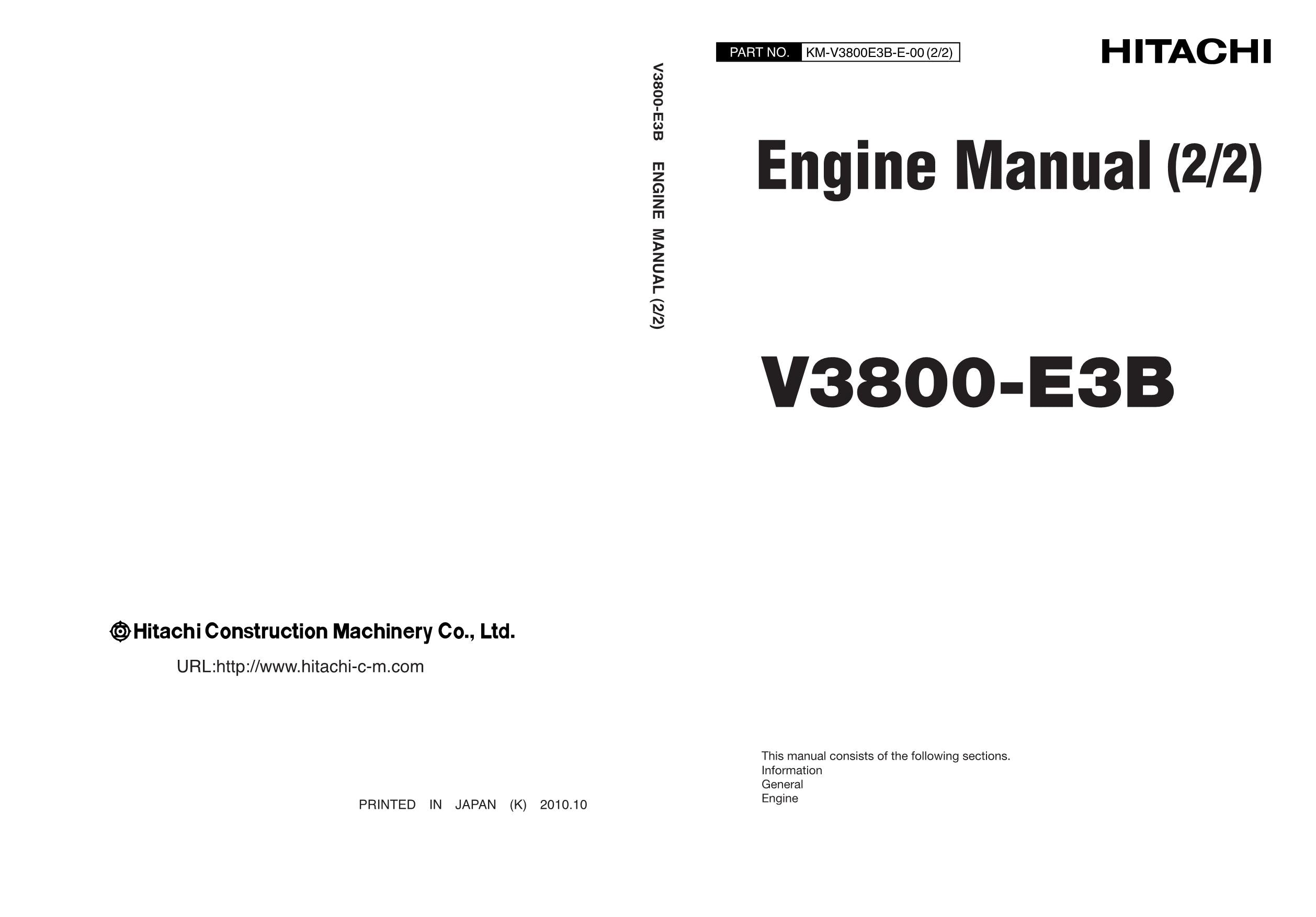 Hitachi V3800-E3B Wheel Loader Engine Manual