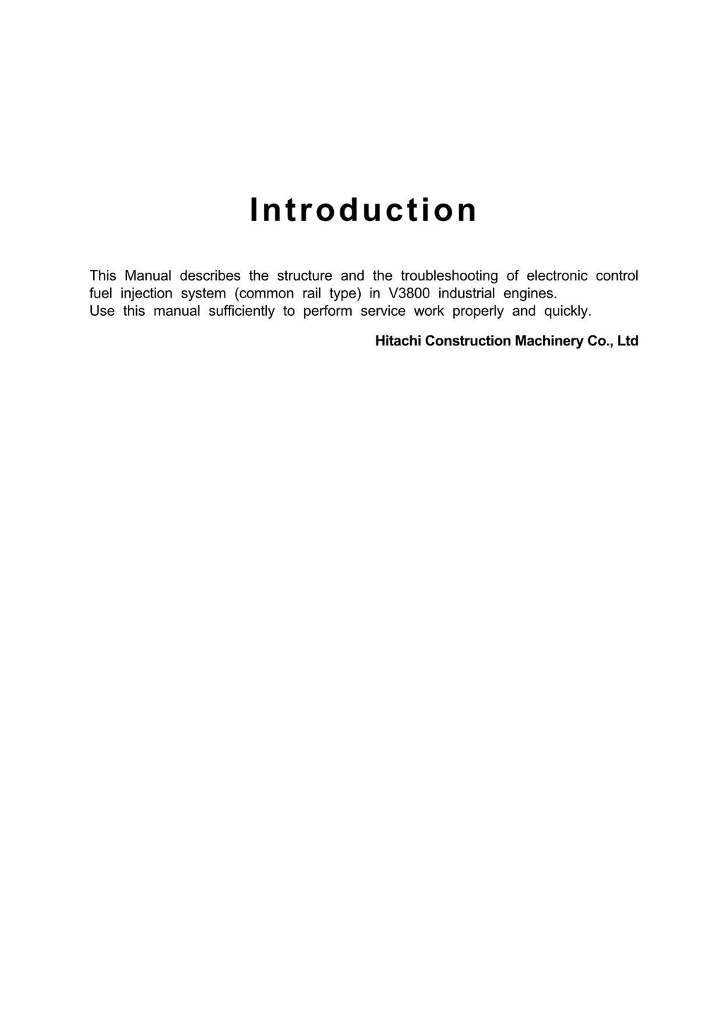 Hitachi V3800-E3B Wheel Loader Engine Manual