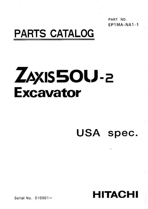 Hitachi ZAXIS 50U-2 excavator parts catalog manual EP1MANA11