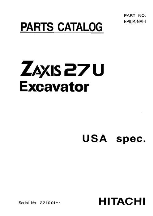 Hitachi ZAXIS 27U excavator parts catalog manual serial 221001-