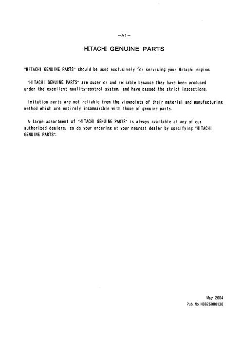 MANUAL DEL CATÁLOGO DE PIEZAS DEL MOTOR HITACHI S12A2-Y1TAA1