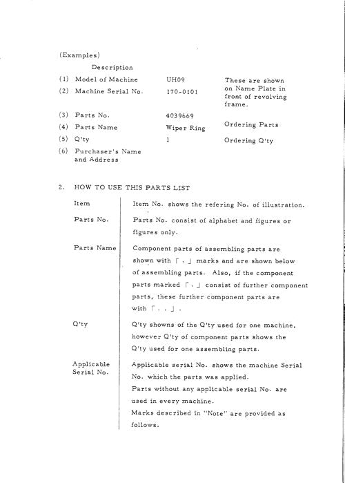 Hitachi UH09 excavator parts catalog manual