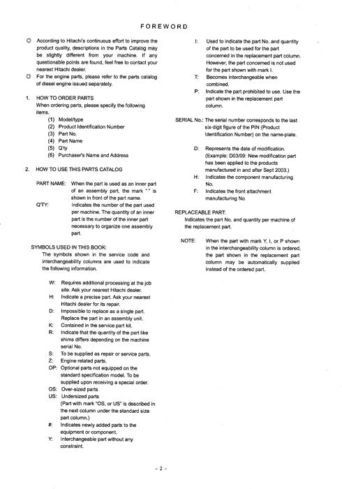 Hitachi ZAXIS 225US-E 225USLC-E excavator parts catalog manual 100001-
