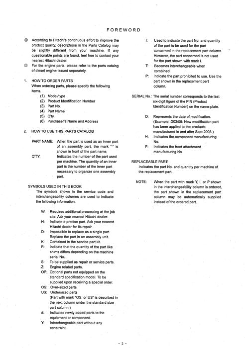 Hitachi ZAXIS 110 ZAXIS 110M ZAXIS 110-E excavator parts catalog manual P1EYOP11