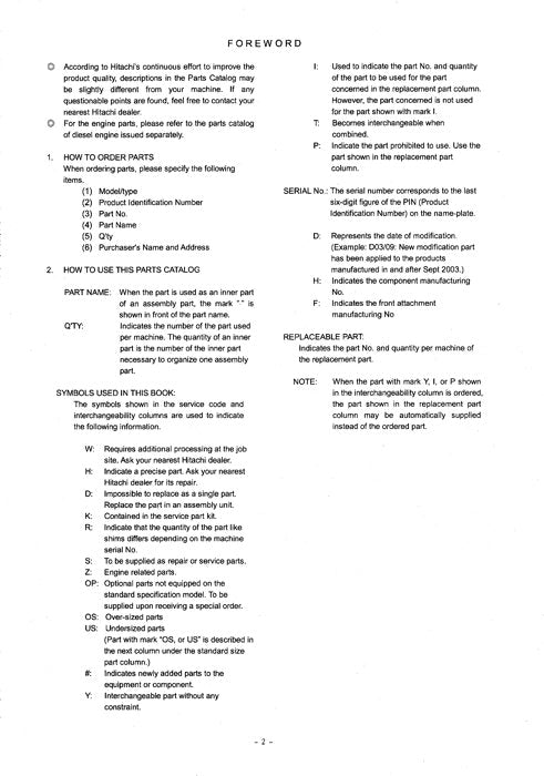 Hitachi ZAXIS 160LC excavator parts catalog manual