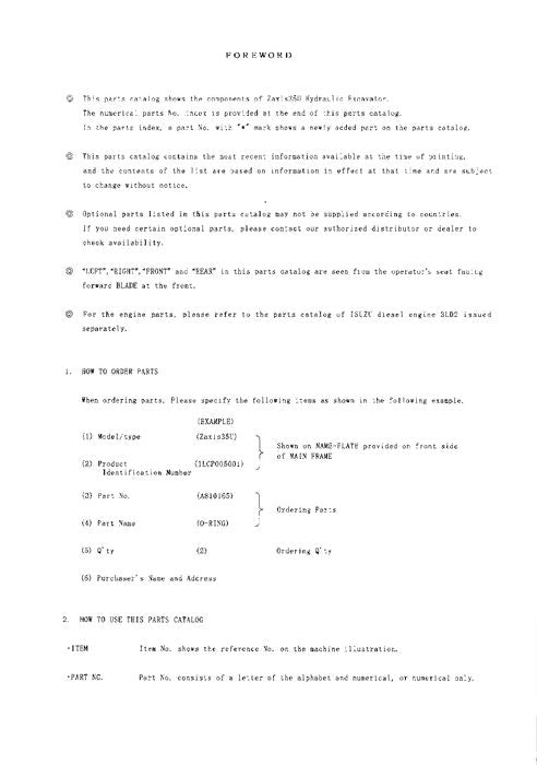 Hitachi ZAXIS 35U excavator parts catalog manual serial 005001-