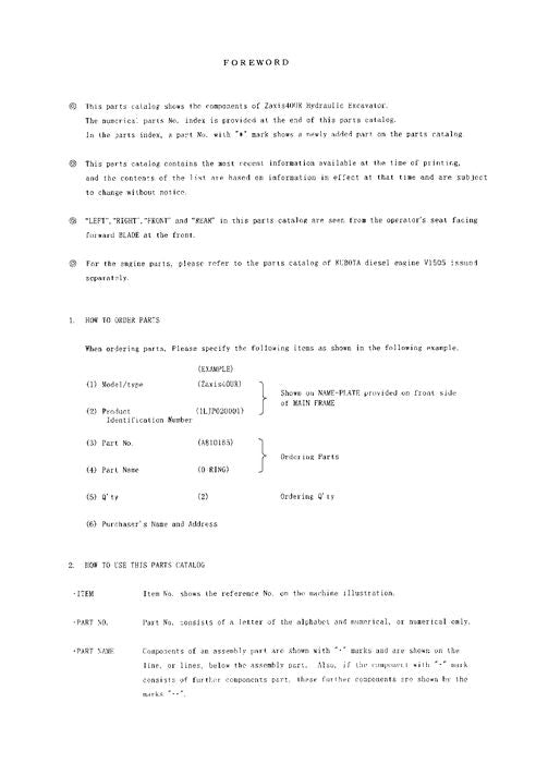 Hitachi ZAXIS 35U excavator parts catalog manual serial 005001-