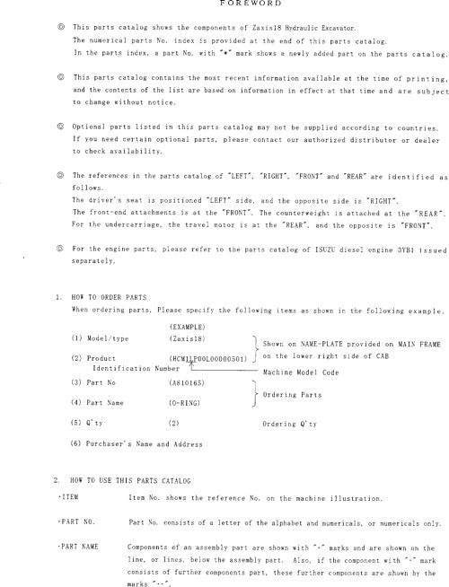Hitachi ZAXIS 50U excavator parts catalog manual serial 005001-