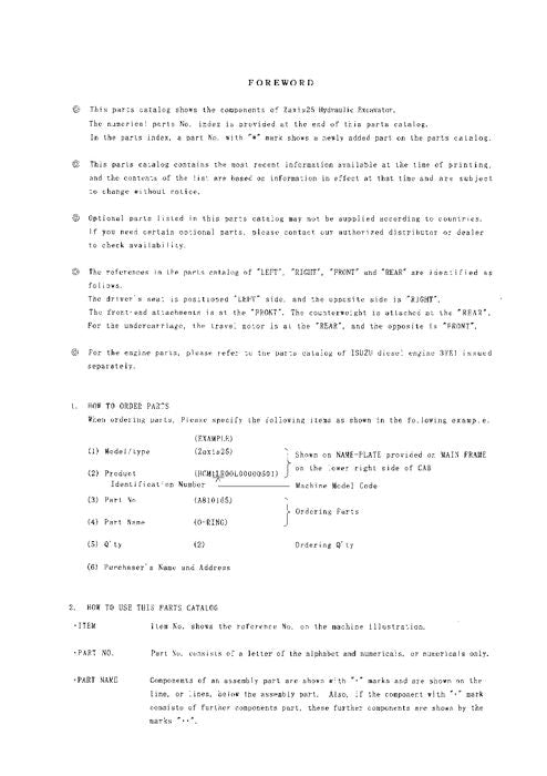 Hitachi ZAXIS 18 excavator parts catalog manual