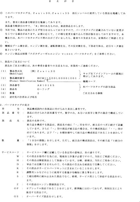 Hitachi ZAXIS 30 ZAXIS 35 excavator parts catalog manual