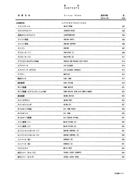 Hitachi ZAXIS 27U-2 excavator parts catalog manual P1MK11