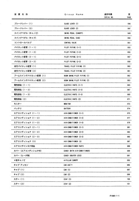 Hitachi ZAXIS 27U-2 excavator parts catalog manual P1MK11
